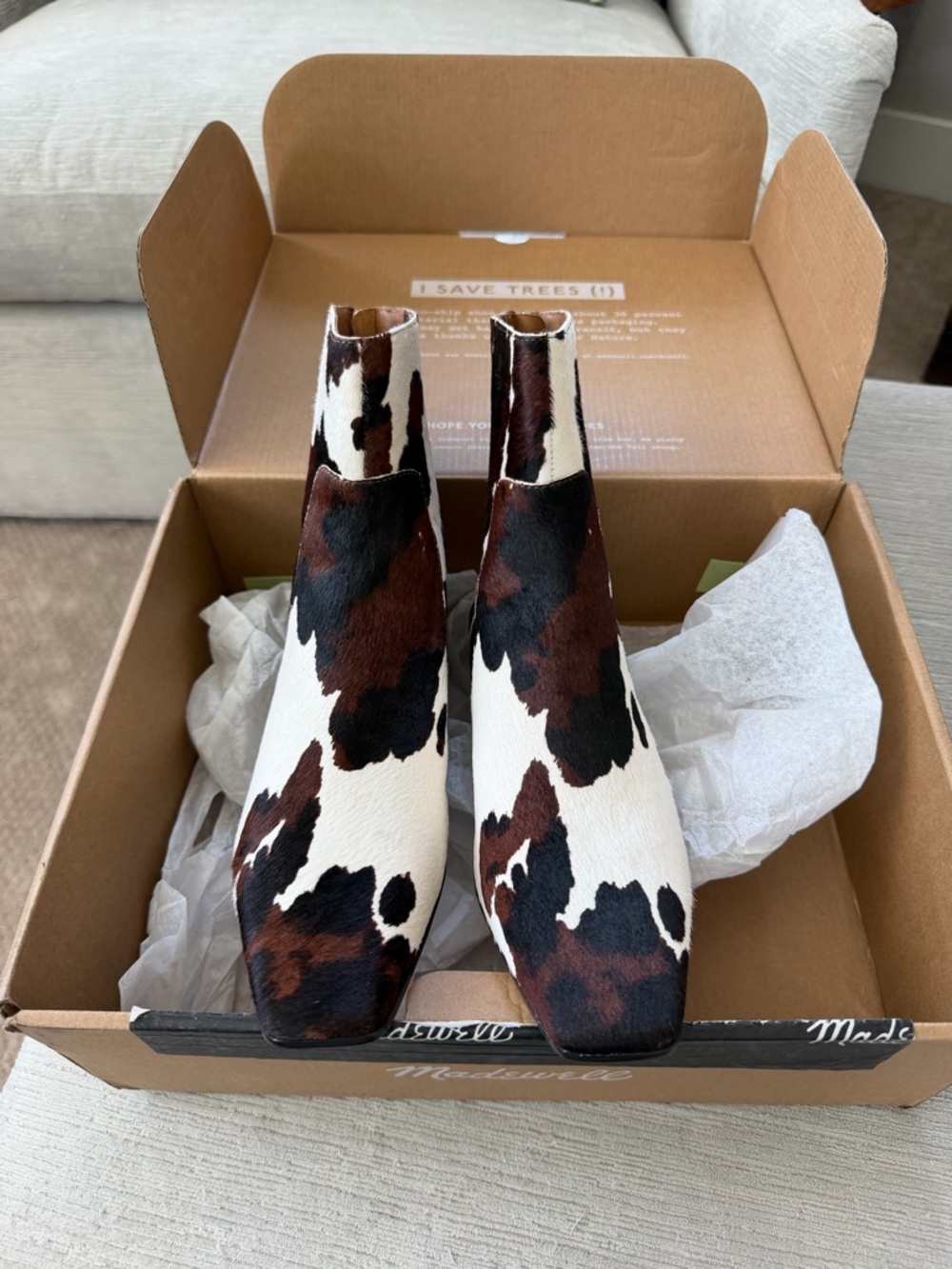 Madewell Lexie Ankle Boot Haircalf Calf Hair Animal Print Bootie Dark Carob 6